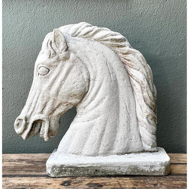 Vintage Cement Equestrian Bust For Sale - Image 9 of 12