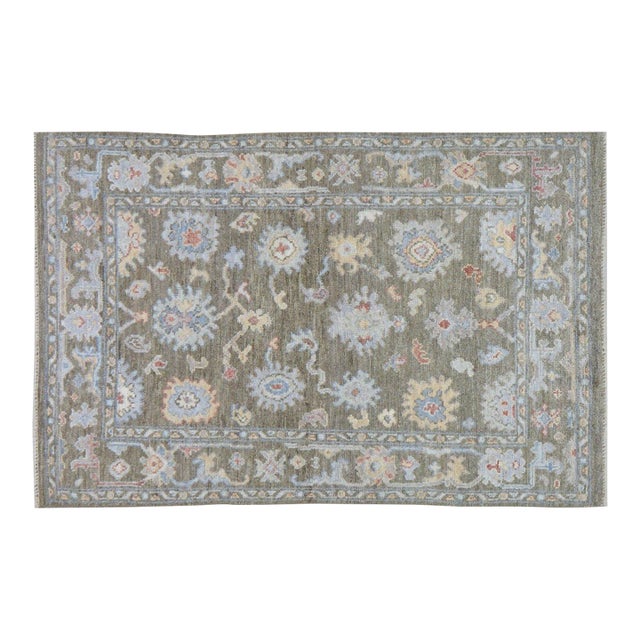 Turkish Oushak Hand-Knotted, Wool Rug, 4'10"x7' For Sale