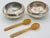 Silver-Plated Sugar Bowls With Carved Horn Spoons Engraved "K"- Pair For Sale - Image 9 of 9