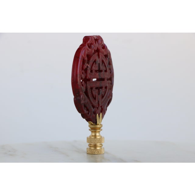 Chinese Longevity Symbol Lamp Finial on Brass Hardware For Sale - Image 4 of 4