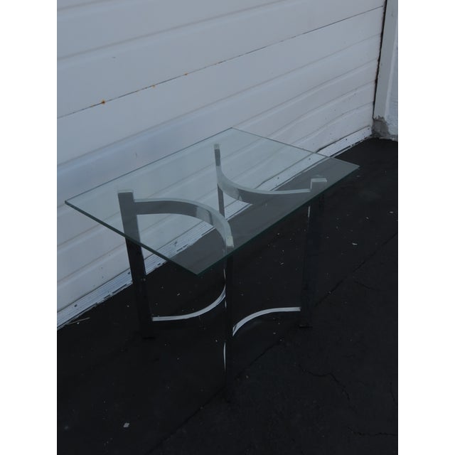 Metal Hollywood Regency Mid Century Chrome Glass Top Side End Table 6421 For Sale - Image 7 of 8