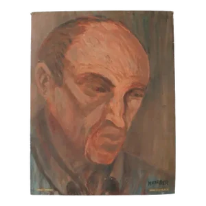Mid-Century Male Original Portrait Oil Painting
