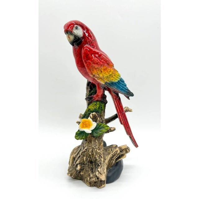 20th Century Glazed Resin Macaw Parrot Figurine For Sale - Image 4 of 9