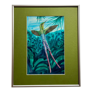 1978 Original Watercolor Colibri Painting Signed by the Artist & Dated