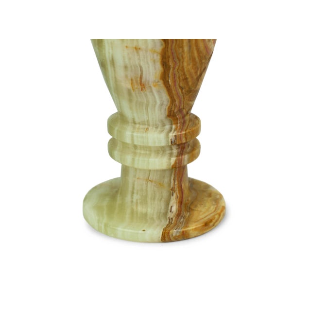 Mid 20th Century Solid Onyx Carved Traditional Urn Design Vase For Sale - Image 10 of 12