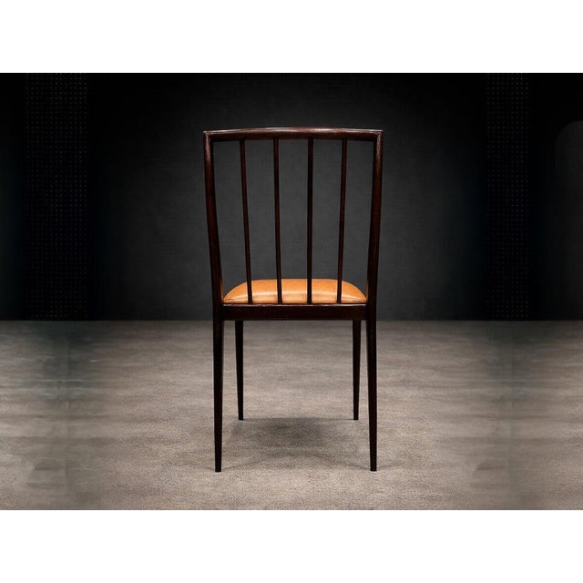 Geraldo de Barros Set of Six Brazilian Modern Dining Chairs in Rosewood & Leather by Geraldo De Barros, Unilabor, 1950s For Sale - Image 4 of 14