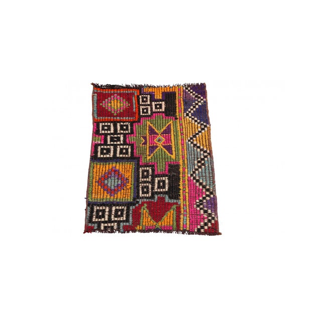 Handwoven Vintage decorative mini wool rug fragment. Approximatelly 45-55 years old. In very good condition. Rare find,...