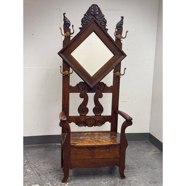 Design Plus Gallery presents a Wooden Entry Hall Storage Arm Bench. The entry bench combines mirror, seating, storage, and...