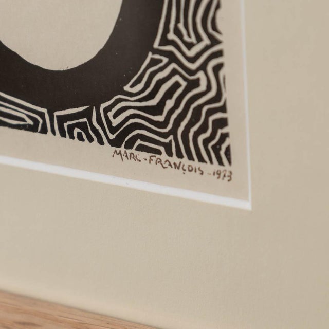 1970s French Modernist Linocut Print For Sale - Image 9 of 9