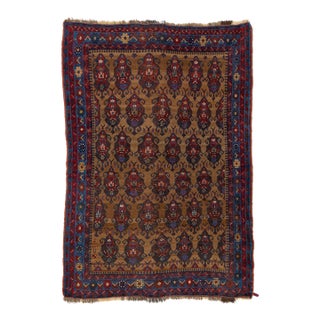 Antique Malayer Scatter Wool Rug Handmade in Brown With Allover Pattern For Sale