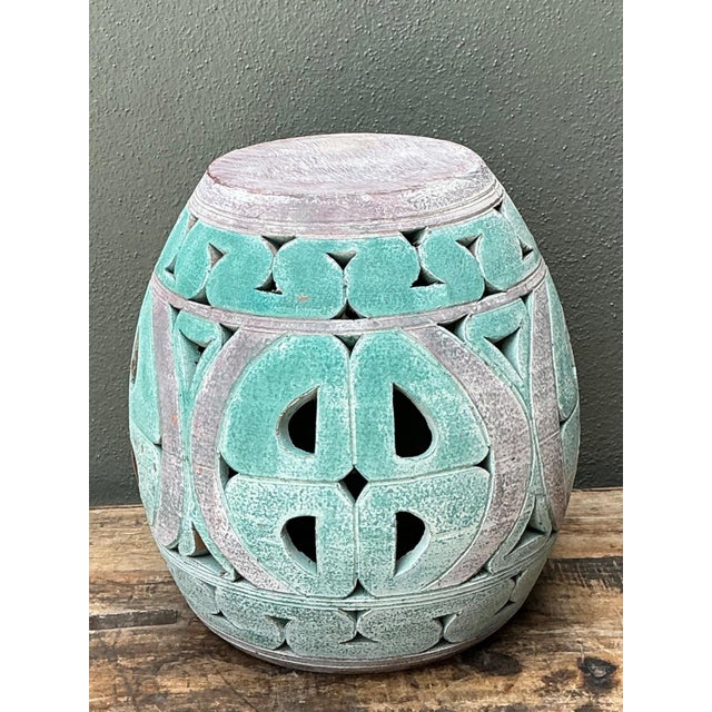 Vintage Patinated Ceramic Low Stool For Sale - Image 13 of 13