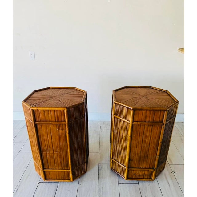 John and Elinor McGuire Bamboo Double Pedestal Dining Table Base Circa 1970s For Sale - Image 4 of 12