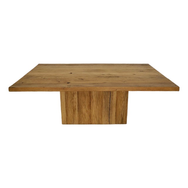 Restoration Hardware Reclaimed Rustic Oak Plinth Coffee Table For Sale
