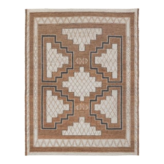 9x12Ft.Brown Cream Grey Jute Taureg Inspired Soumek Jute Hand Woven Rug For Sale
