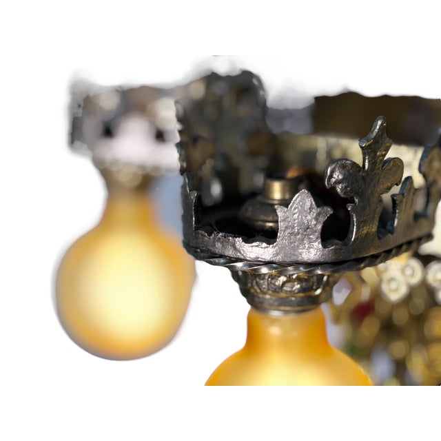 1927 Spanish Revival Semi Flush Chandelier With Original Polychrome Finish For Sale - Image 13 of 14