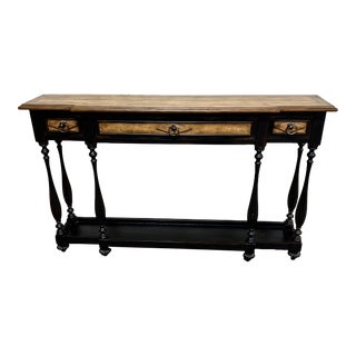 Rustic Hooker Furniture Ebonized Wood Console For Sale