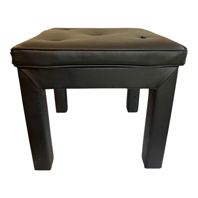 Mid 20th Century Faux Leather Black Parsons Style Stool For Sale