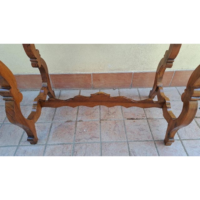 Spanish Lyre Console Table in Walnut For Sale - Image 4 of 7