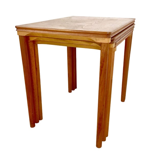 Mid-Century Modern Vintage Danish Modern Teak Nesting Tables by Toften Møbelfabrikken, Set of 3 For Sale - Image 3 of 18