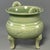 Chinese Vintage Chinese Longquan Celadon Porcelain Incense Burner | One of a Kind, Carved‑Pattern Double Handles For Sale - Image 3 of 7