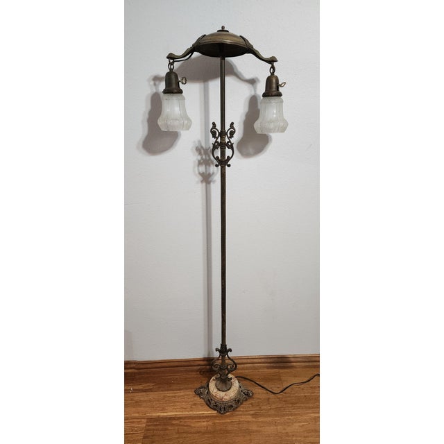Antique Victorian Floor Lamp - Art Nouveau Period Embrace timeless elegance with our exquisite Art Nouveau Victorian Floor...