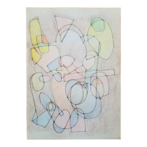 Original Contemporary Abstract Color Pencil and Graphite Drawing on Paper, Untitled Drawing 4