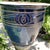 Mediterranean Mediterranean Style Large Pottery Studio Cobalt Blue Glazed Ceramic Planter W/Incised Tan Scroll For Sale - Image 3 of 12