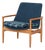Scandinavian Armchair in Oak and Blue Wool, 1950s For Sale