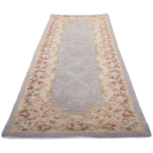 American Late 20th Century Vintage Aubusson American Hooked Rug - 02'02 X 07'03 For Sale - Image 3 of 10