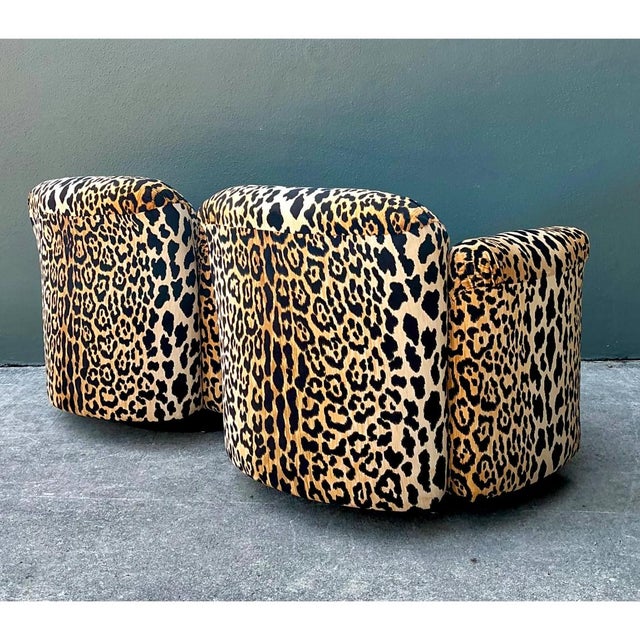 Vintage Leopard Velvet Swivel Chairs - Pair For Sale In West Palm - Image 6 of 11