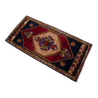 1970 Hand Knotted Small Turkish Rug Entry Decor Kitchen Mat - 1′8″ × 3′4″ For Sale