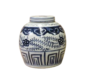 Chinese Handmade Medium Blue & White Porcelain Ginger Jar