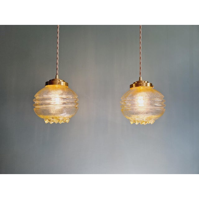 Space Age Pendant Light in Yellow Transparent Glass, 1960s For Sale - Image 4 of 14