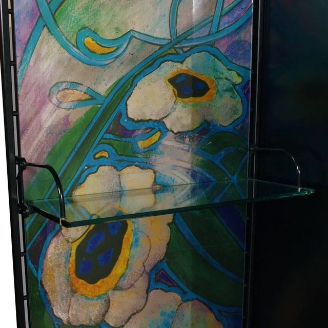 Black-Lacquered Wardrobe with Floral Print from Astor Mobili, 1980s For Sale - Image 4 of 6