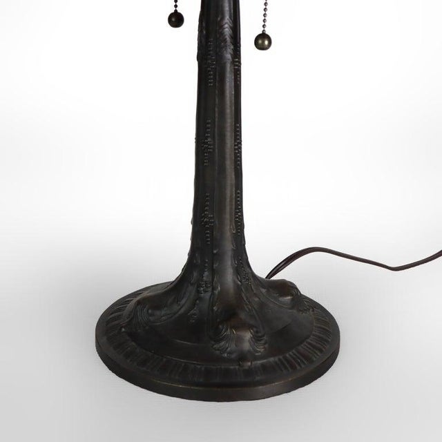 Late 20th Century Arts & Crafts Leaded Stained Glass Table Lamp For Sale - Image 9 of 14