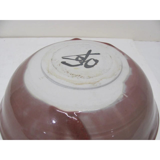 Ceramic Vintage Ishmael Soto Abstract Pink and Blue Glaze Glazed Bowl For Sale - Image 7 of 9