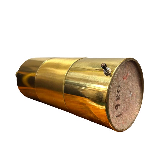 1980s Hollywood Regency Brass Cylinder Table Lamp For Sale - Image 4 of 5