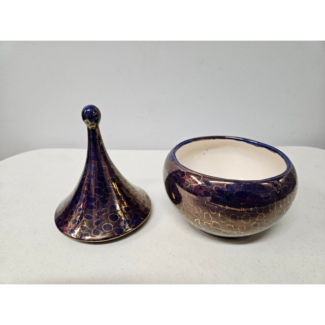 Gold and Purple Teardrop Lidded Jar For Sale - Image 6 of 14