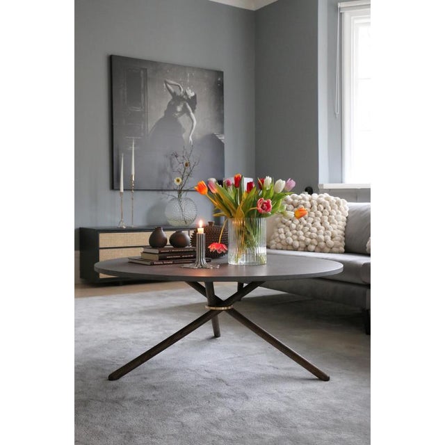 Metal Edda Dark Concrete Top and Dark Oak Legs Coffee Table by Eberhart Furniture For Sale - Image 7 of 12