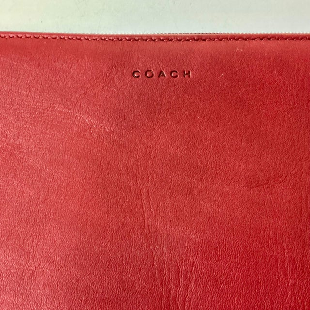 Metal 1996 Vintage Boho Chic Coach Red Leather Cosmetic Pouch. For Sale - Image 7 of 10