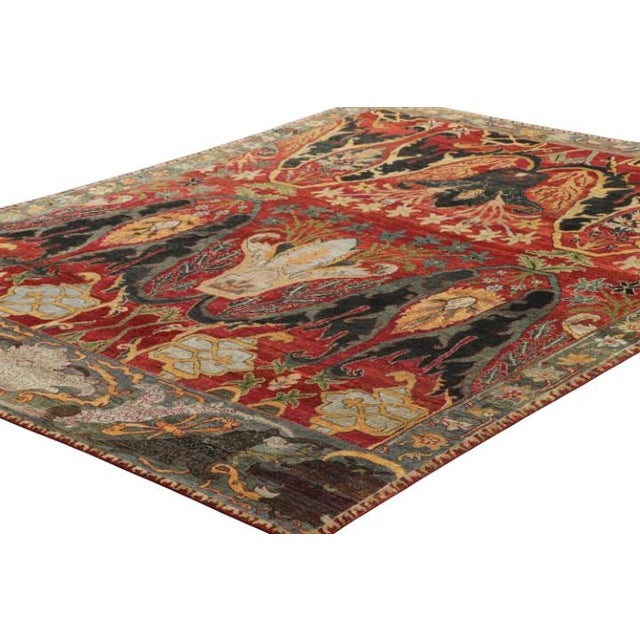 Rug & Kilim Rug & Kilim’s Persian Style Rug in Red, Gold, and Black With Floral Patterns For Sale - Image 4 of 7