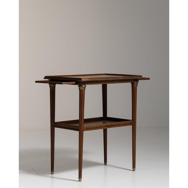 Brown 19th Century France Rich Walnut Brown Carved Walnut Side Table With Shelf For Sale - Image 8 of 11