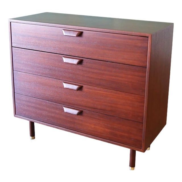 1950s Mahogany and Brass Harvey Probber Chest of Drawers Mid Century Modern, Attributed For Sale