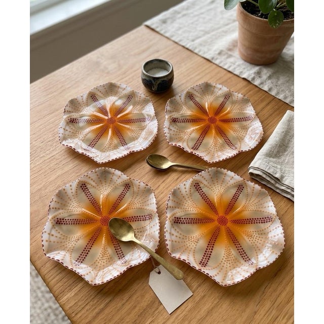 Hand-Painted South African Art Pottery Hexagonal Platters - Set of 4 For Sale - Image 9 of 12