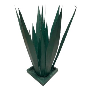 Handcrafted Moroccan Green Sculptural Metal Agave For Sale