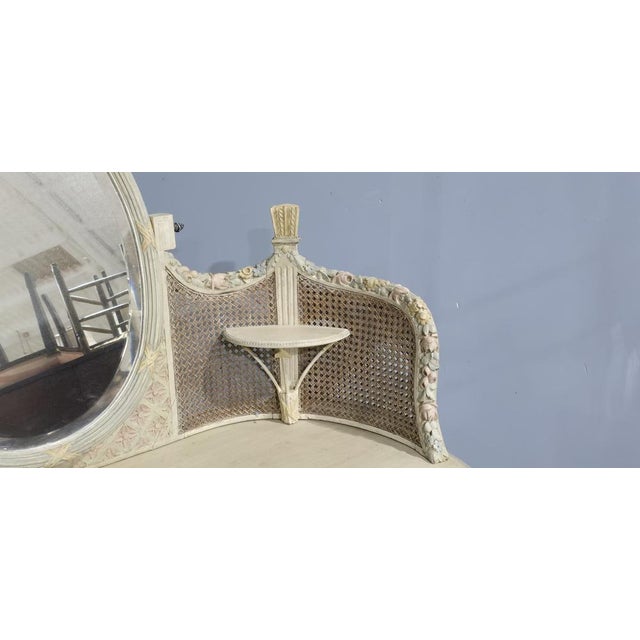 Wood French Painted Bergere Dressing Table, 1900 For Sale - Image 7 of 18