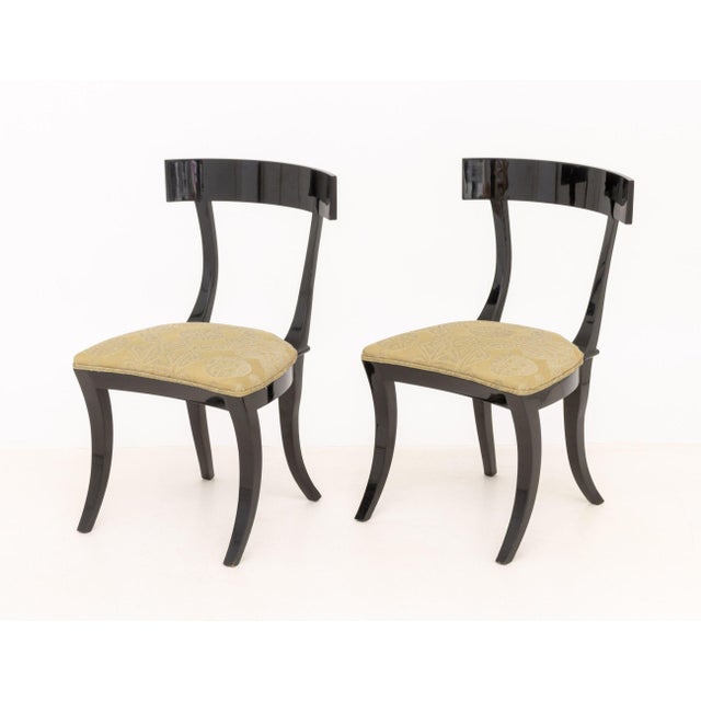 Contemporary Pair of Contemporary Ebonized Wood Klismos Dining Chairs For Sale - Image 3 of 7