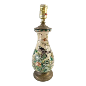 Early 20th Century Chinese Chinoiserie Famille Verte Vase Table Lamp
