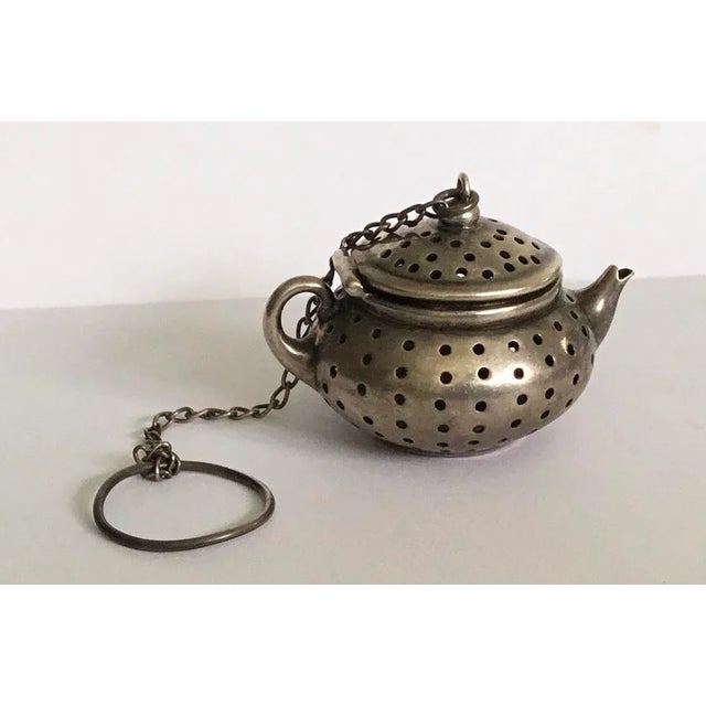 Late 19th Century Antique Sterling Silver “ Teapot” Tea Strainer For Sale - Image 5 of 10