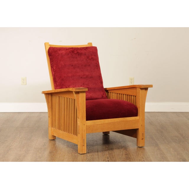 High Quality American Made Solid Oak, Natural Finish Spindle Morris Chair by Stickley